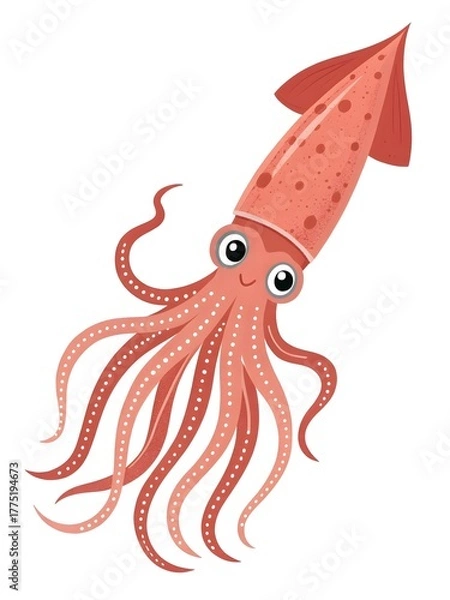 Obraz Stylized Red Squid Illustration