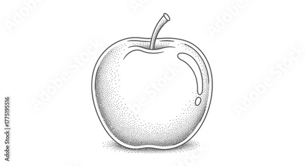 Obraz Detailed stippled apple illustration, botanical etching with rustic texture and simplicity
