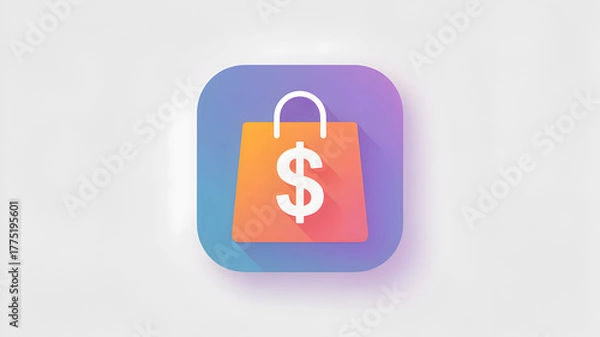 Fototapeta Shopping bag with dollar sign a flat vector icon for e-commerce and retail isolated on white background