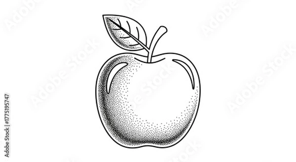 Obraz Elegant monochrome apple illustration with stippling and distinct vector lines for artistic appeal