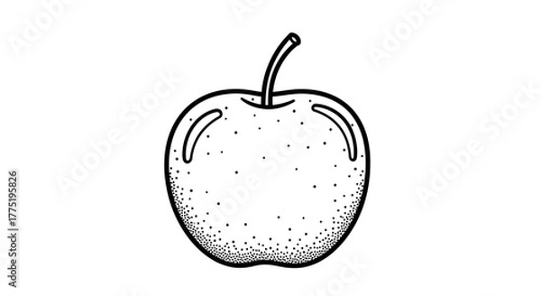 Obraz Intricate black and white stippled apple illustration for creative projects offering simplicity