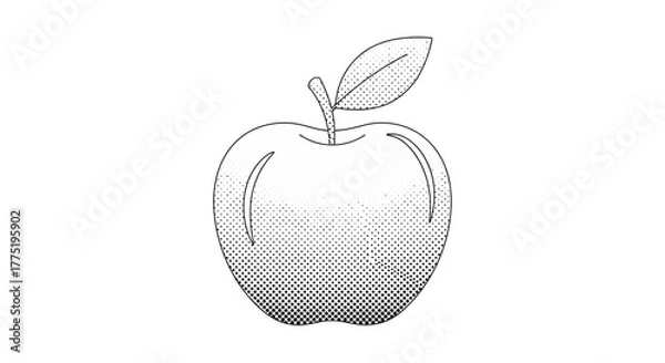 Obraz Stylized apple illustration with halftone texture over white background simplicity