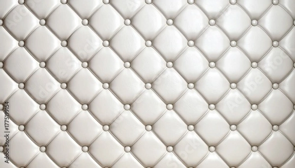 Fototapeta Tufted cream leather upholstery with diamond button pattern.