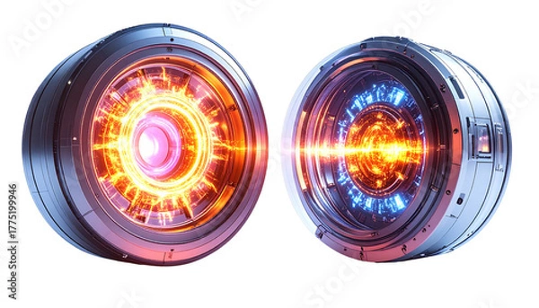 Obraz Nuclear fusion energy core pair isolated on transparent background