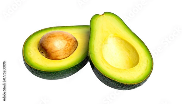 Obraz Half of fresh avocado duo isolated on transparent background