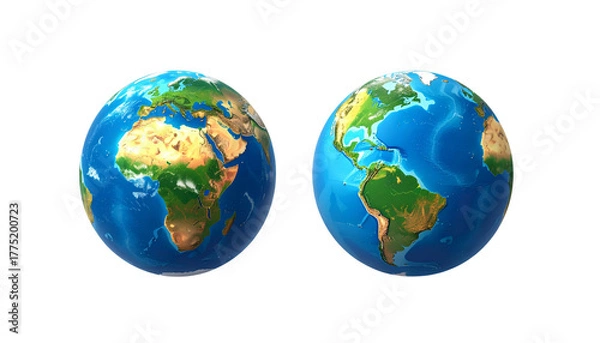 Obraz Rotating globe duo set isolated on transparent background