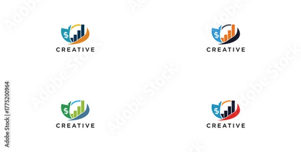 Fototapeta Business finance vector logo arrow diagram with color pattern