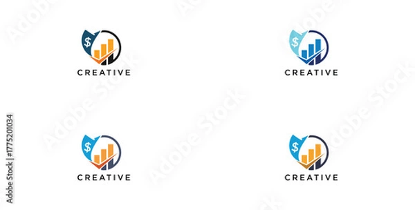 Fototapeta Business finance vector logo arrow diagram with color pattern