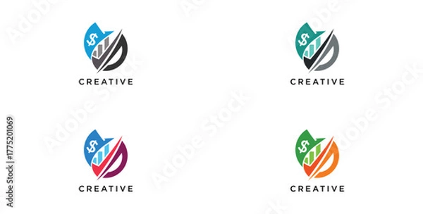 Fototapeta Business finance vector logo arrow diagram with color pattern