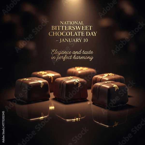 Fototapeta Elegant Bittersweet Chocolate Candies for National Chocolate Day candy confection