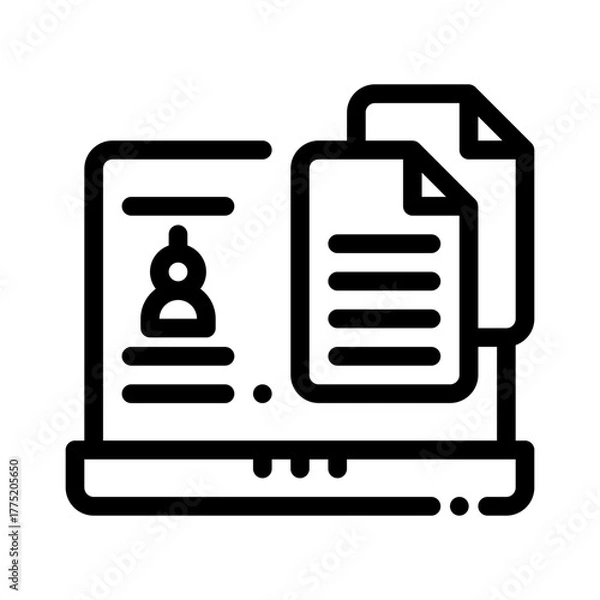 Obraz icon online study with style outline