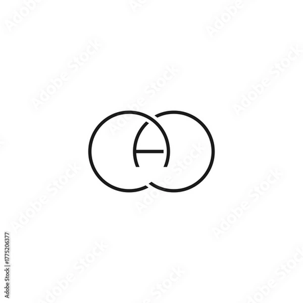 Fototapeta initial A with double circle, simple letter A logo