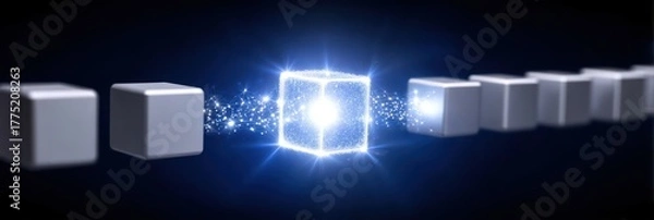 Fototapeta Blockchain energy pulsing through the network of collaboration, guiding community governance, ensuring compliance, managing documents, and maintaining unbroken connectivity