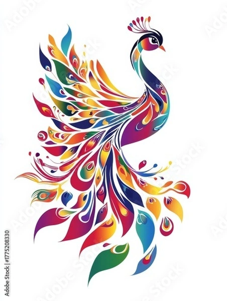 Obraz Colorful Phoenix Spreading Wings Decoration Illustration
