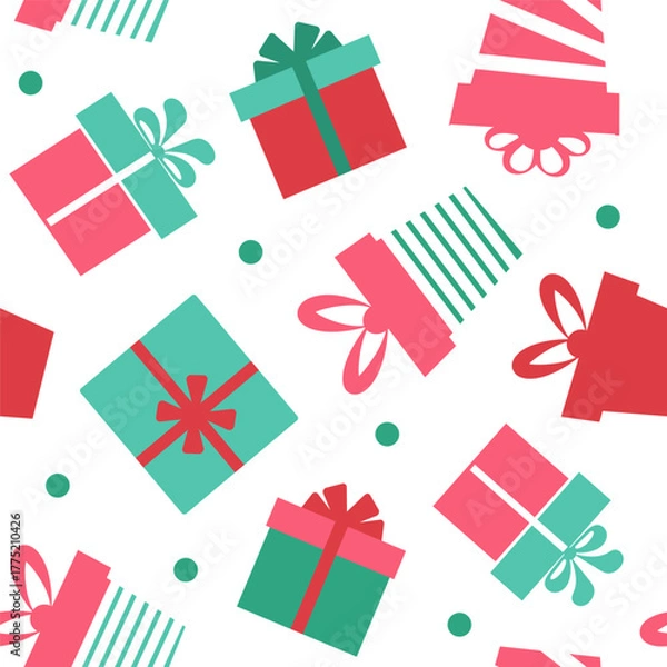 Fototapeta Seamless pattern with holiday boxes. Vector illustration