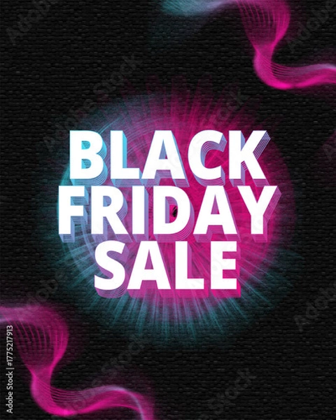 Fototapeta Black Friday Sale neon text effect, bold neon text effect, editable neon text effect