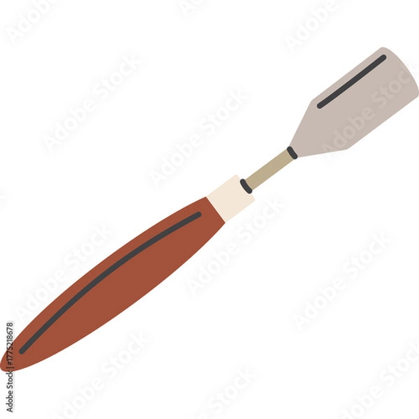 Fototapeta Wood Handled Chisel Tool with Silver Metal Blade and Brown Handle for Carving and Sculpting
