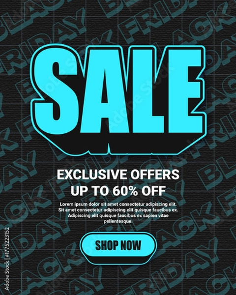 Fototapeta Black Friday Sale retro text effect, editable retro text effect
