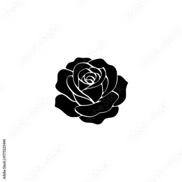 Obraz Untitled design - 1Minimal Black Rose Silhouette | Elegant Floral Vector Design
