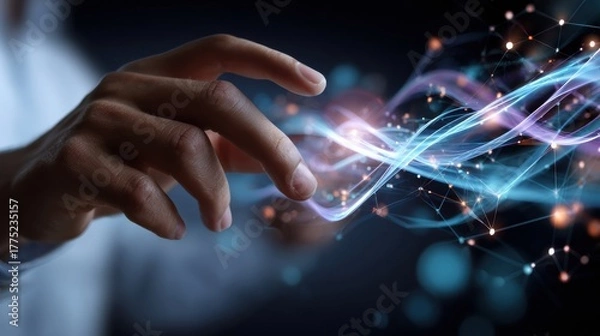 Obraz Innovative technology action digital realm visual composition futuristic environment close-up viewpoint connection concept