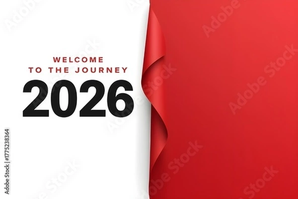 Fototapeta A 2026 New Year celebration banner template on a white and red background.