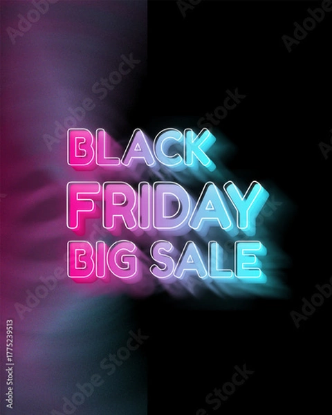Fototapeta Black Friday Sale neon text effect, bold neon text effect, editable neon text effect