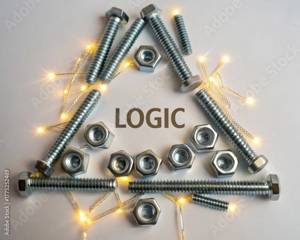 Obraz Metallic Bolts Arranged in Logic Structure