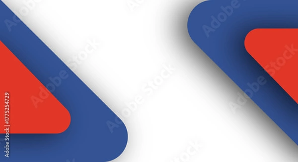 Fototapeta Abstract background with dynamic rounded geometric shapes in red and blue layers on white, modern design template with copy space.