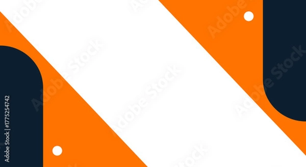 Fototapeta Abstract Geometric Background Template with Orange, Navy Blue, and Diagonal White Stripe