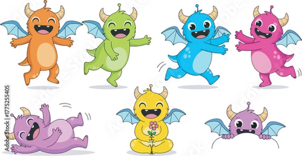 Obraz Cute Fluffy Monster Character Collection Illustration 