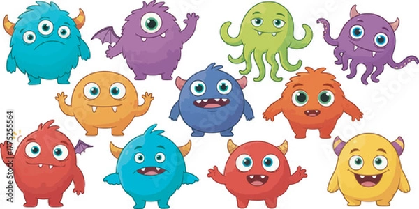 Fototapeta Cute Fluffy Monster Character Collection Illustration 