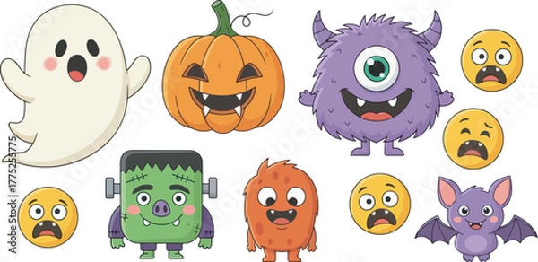 Fototapeta Cute Fluffy Monster Character Collection Illustration 