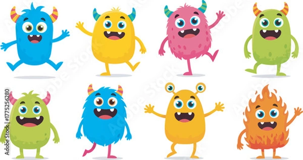 Fototapeta Cute Fluffy Monster Character Collection Illustration 