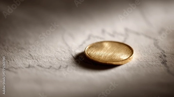 Fototapeta Gold coin macro on paper chart background