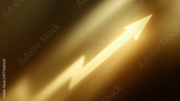 Fototapeta Glowing chart arrow going up in golden light