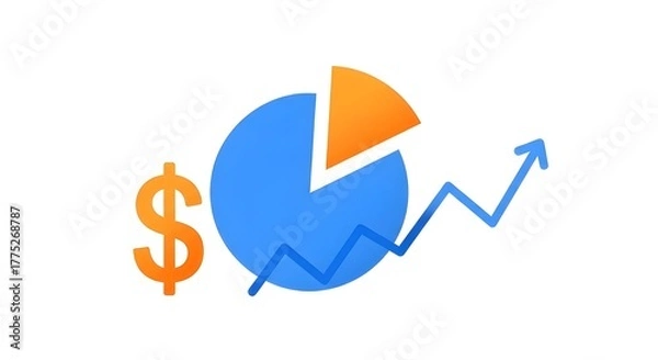 Fototapeta Dollar Sign with Pie Chart and Increasing Graph