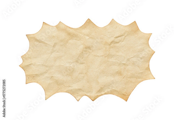 Obraz A vintage weathered and textured paper label with a jagged star like edge on a black background