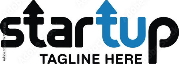 Fototapeta Startup logo with upward arrow symbolizing growth and innovation
