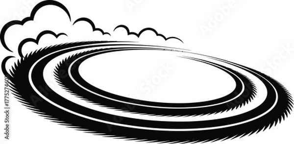 Fototapeta Swirling vortex with stylized clouds, dynamic motion graphic element