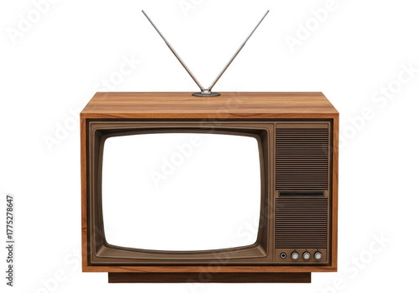 Obraz Vintage TV Set With Blank Screen Isolated on Transparent PNG Background.