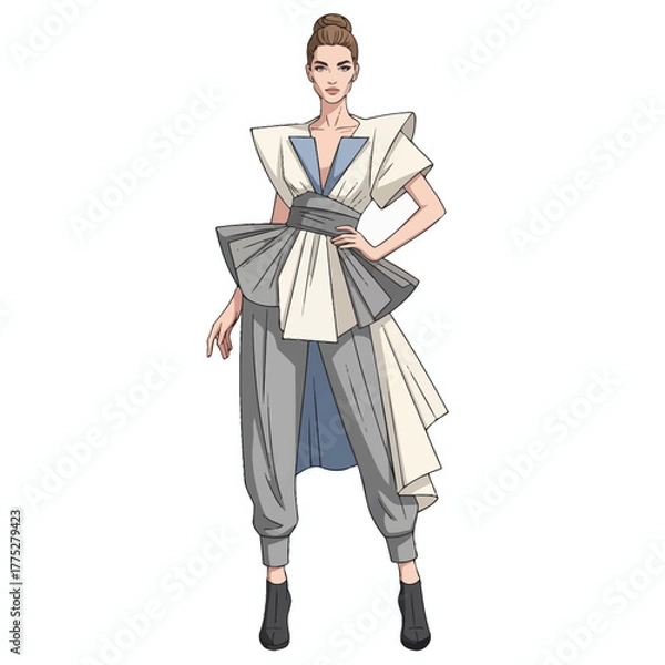 Obraz Fashion Modeling Illustration with White Clean Background