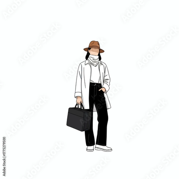 Obraz Fashion Modeling Illustration with White Clean Background