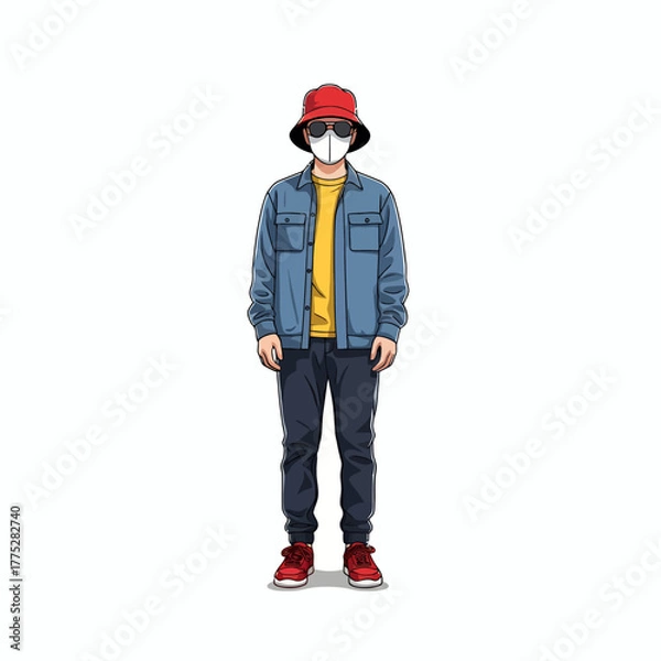 Obraz Vector Character with White Clean Background