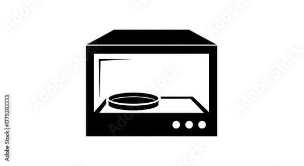 Obraz Microwave oven with plate isolated on white background