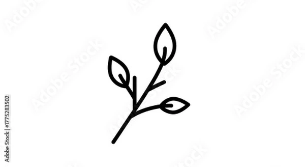 Obraz Minimalist branch with leaves symbol illustration