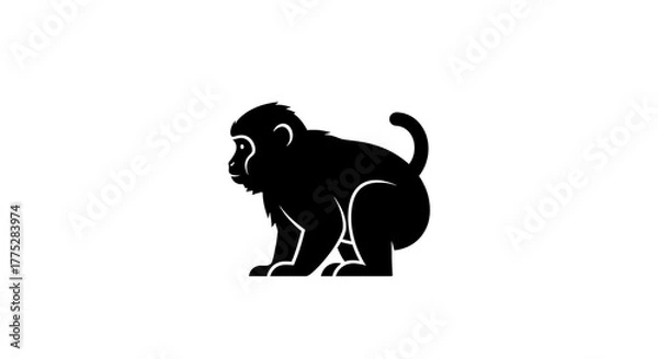 Obraz Monkey silhouette against white background