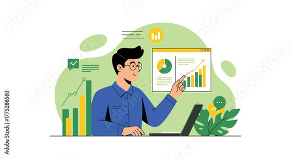 Fototapeta Business Analyst Presenting Financial Data With A Modern And Engaging Visual Style