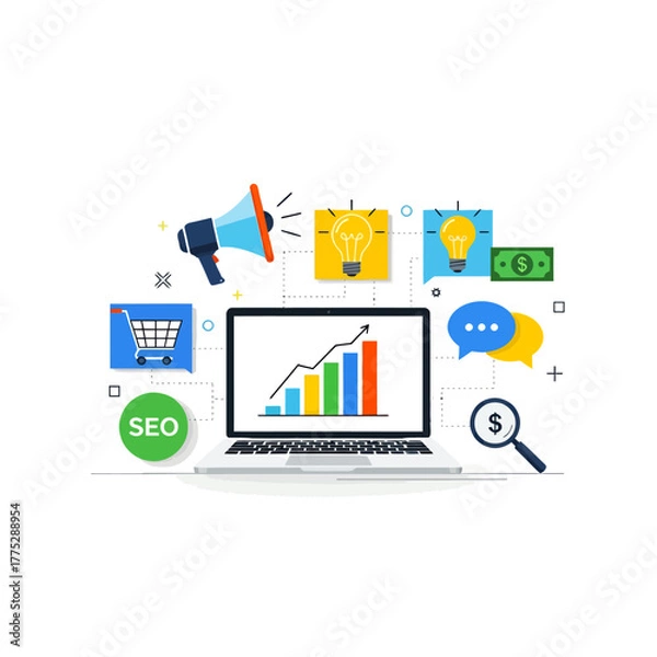 Obraz Business Marketing Illustration with White Clean Background