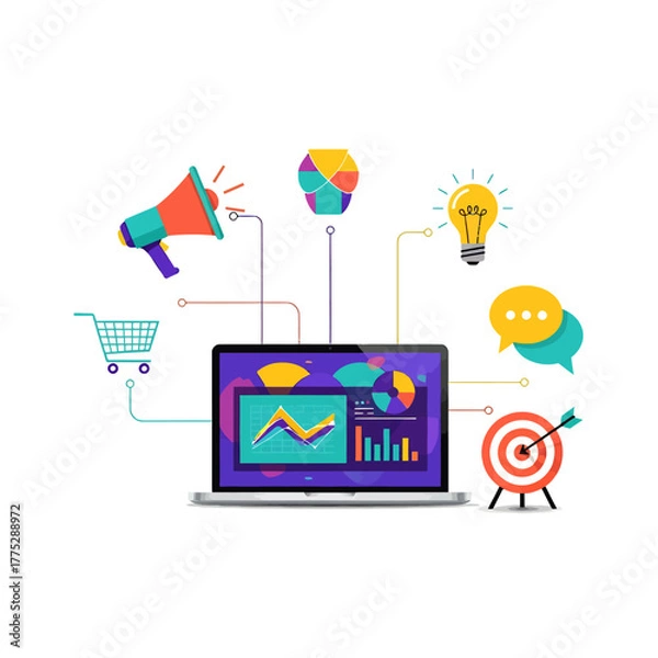 Obraz Business Marketing Illustration with White Clean Background