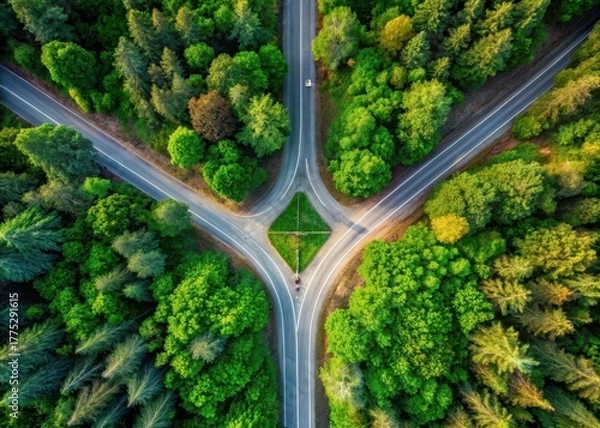 Fototapeta Forest Intersection Convergence Road Way Crossroads